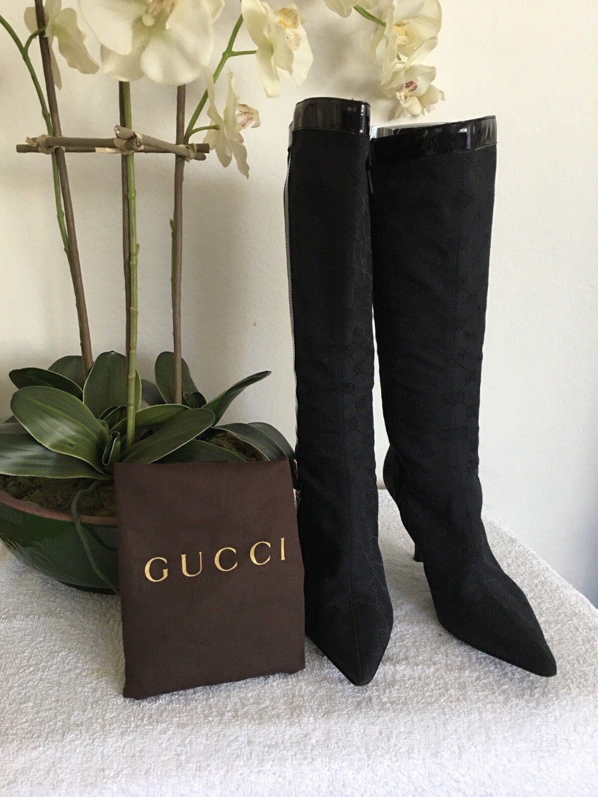 Gucci Black Canvas Boot Size 5.5