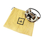 FENDI Vintage Logo Leopard Pony Calf Hair Micro Croissant Handbag Bag White
