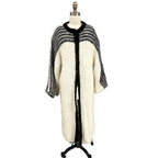 VTG 80s Nannell Mohair Sweater Coat Cream Black Striped Yoke Mod Articore M