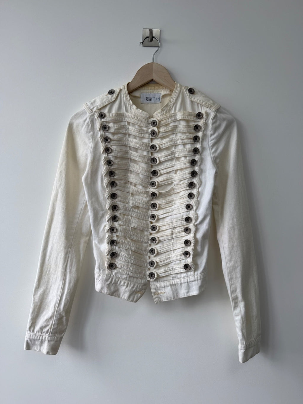 Plein Sud White Denim Napoleon Jacket Size XS