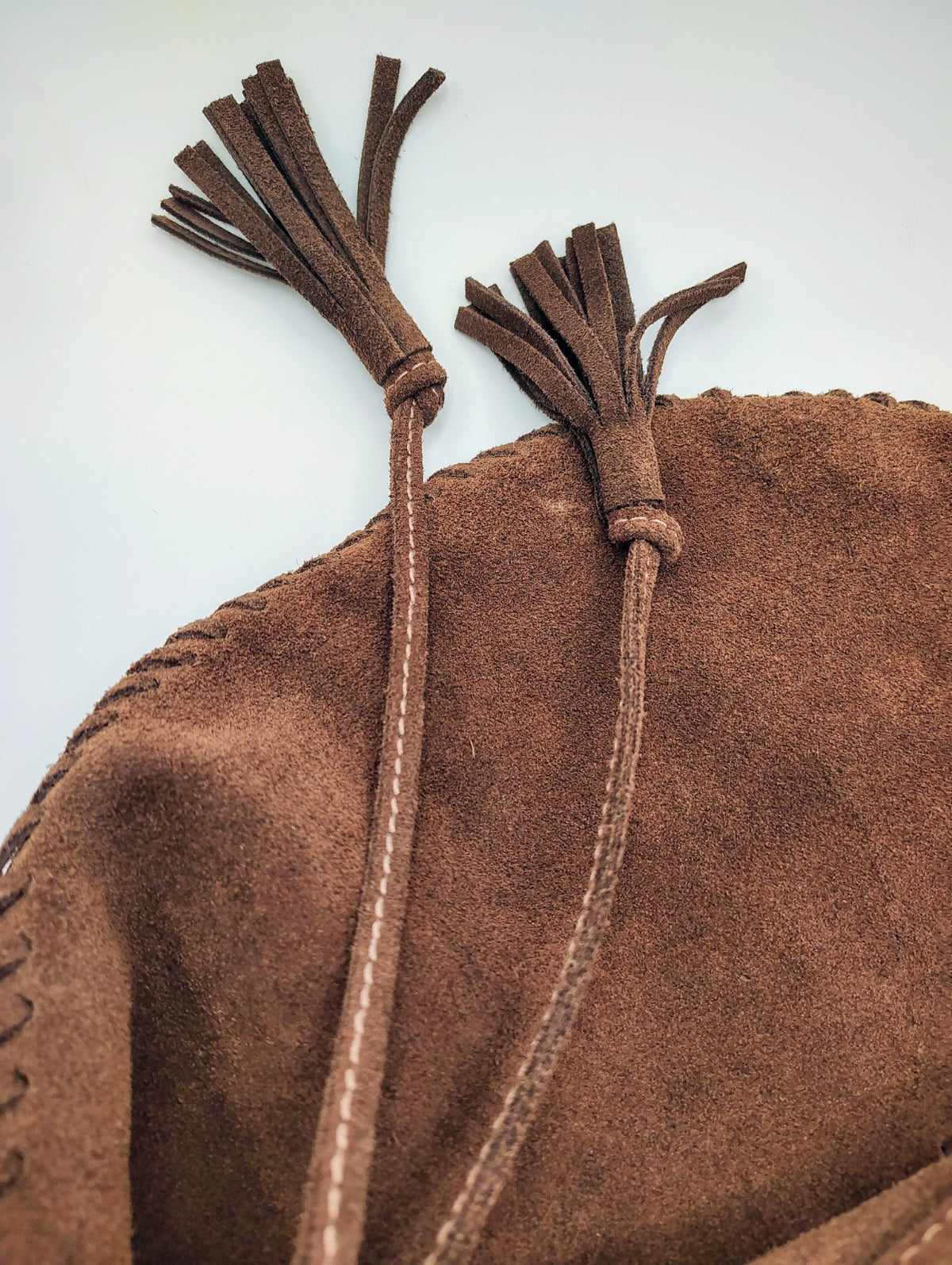 Gap Suede Shoulder Bag Brown and Blue Beaded Boho