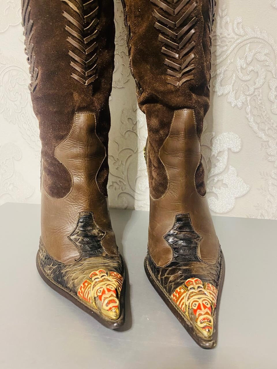 Gianmarco Lorenzi Limited Cowboy Women Boots Very Sexy Heels Size 37