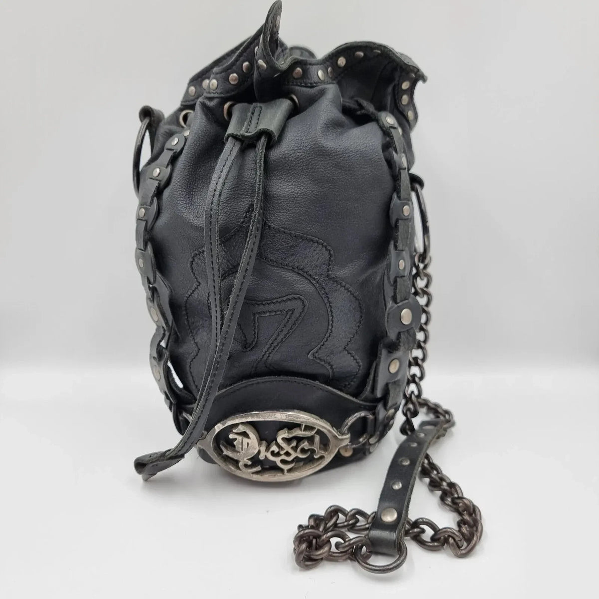 Diesel Vintage Black Leather Shoulder Bag