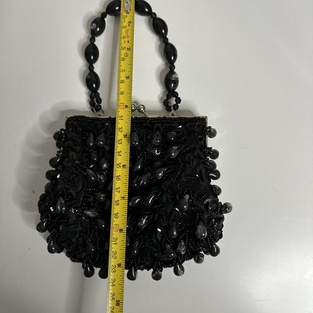 CARA NY IN’S WOMENS BEADED EVENING BAG PROM CLUTCH PURSE USED 4.5” HANDLE