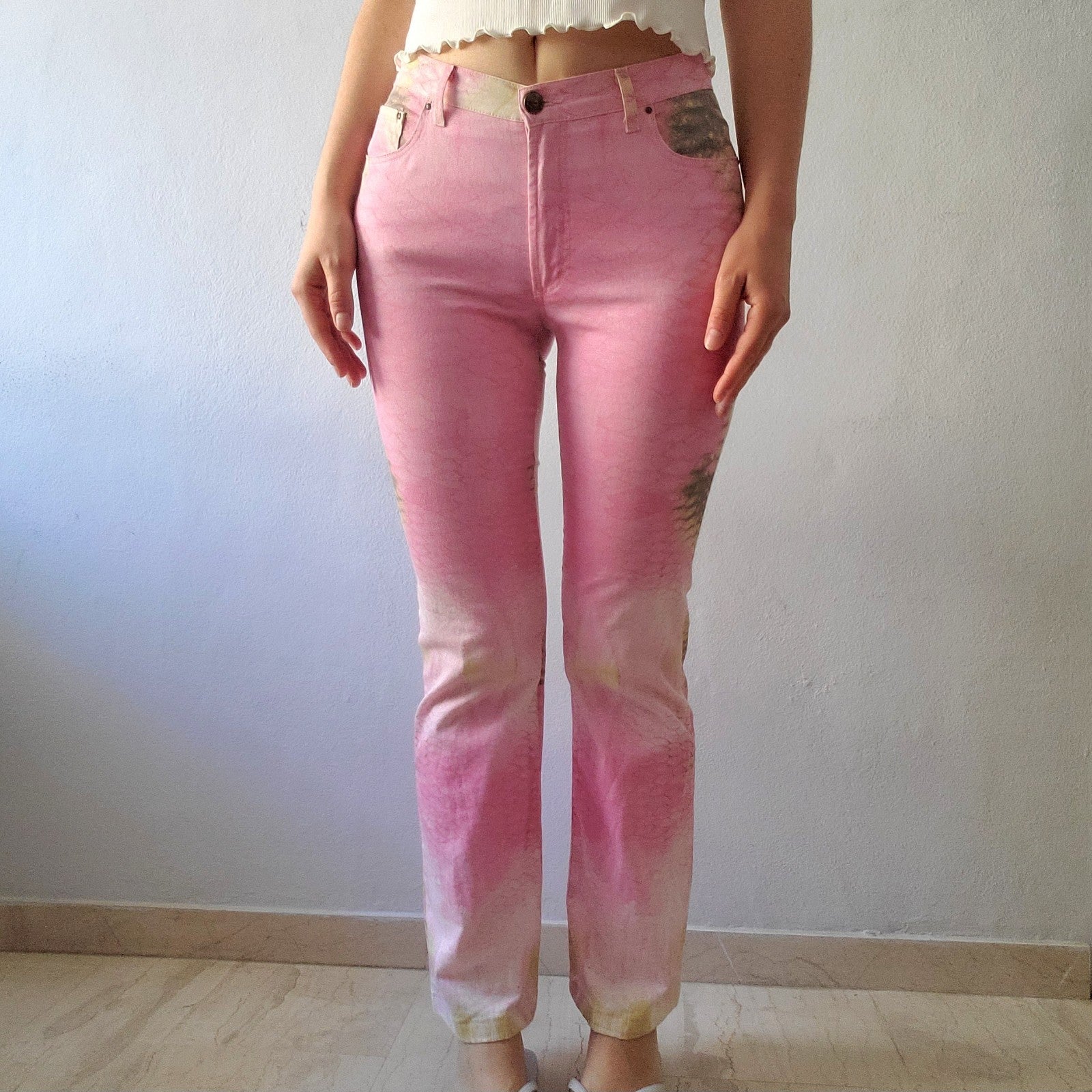 Roberto Cavalli vintage y2k abstract python print jeans
