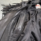 Vintage Route 66 Jacket Leather Fringe Front Zip Black Womens 12 Biker Rodeo