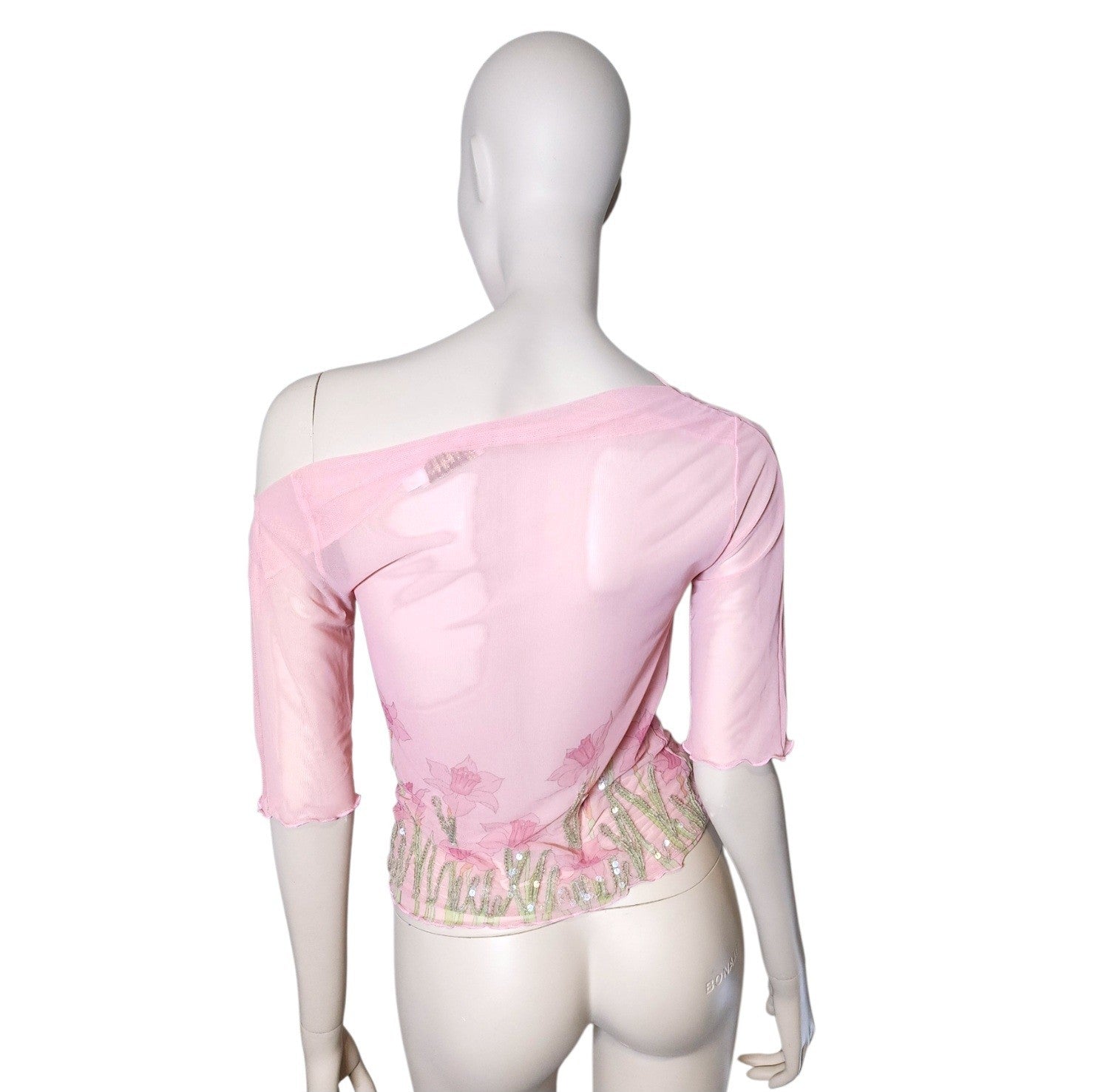 Blumarine Y2k Embellished Mesh Top Size S/M