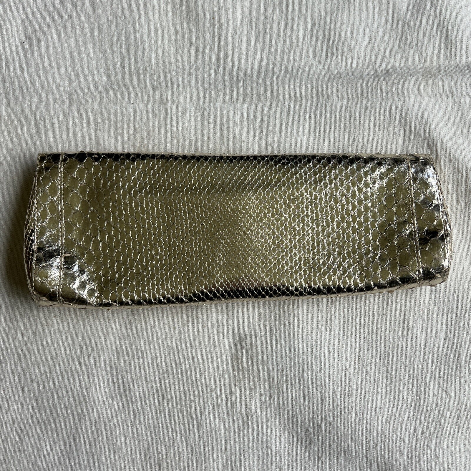 Nancy Gonzalez Clutch Gold Snakeskin Exotic Leather Envelope Evening Bag