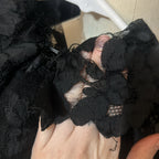 Vintage 1800's Victorian Gothic Black Lace Capelet w/ Beads  + Ruffle Size Small