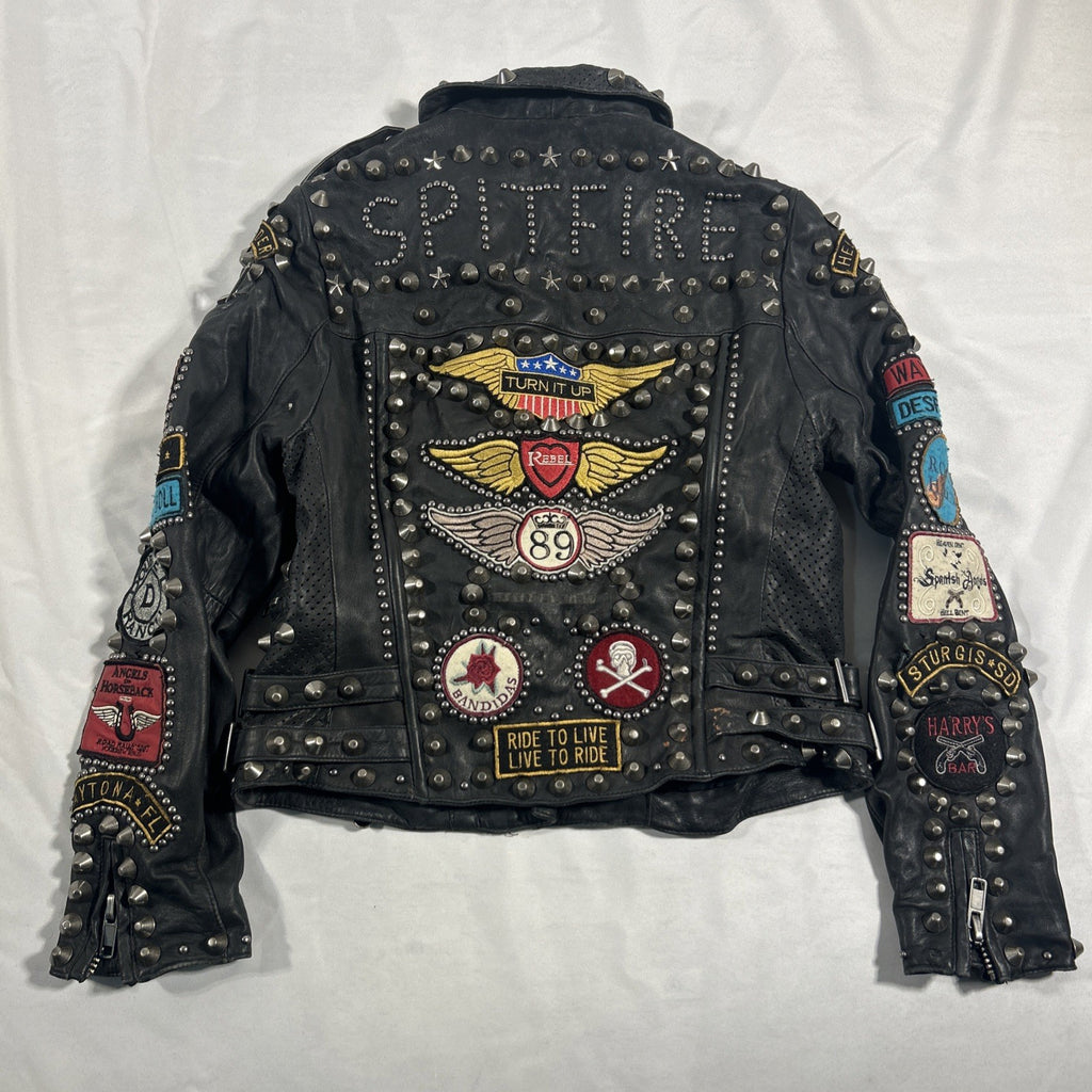 Double D Ranch Angels on Horseback Biker Jacket Black Leather Medium
