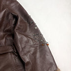 Together Real Leather Jacket Small Brown with Fur Trim