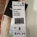Signature by Robbie Bee Floral Ball Gown Midi Dress Size 8 Ivory Coral