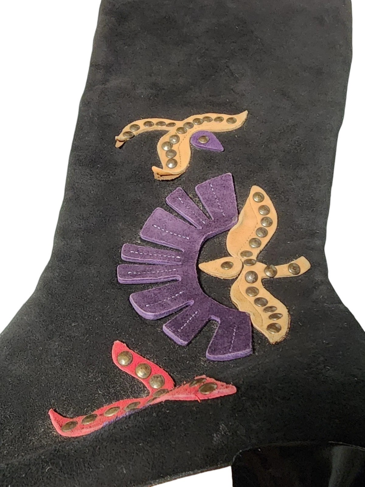 MARE Vintage Italian Leather Boots Spike Heel EU 39 Embellished Boho