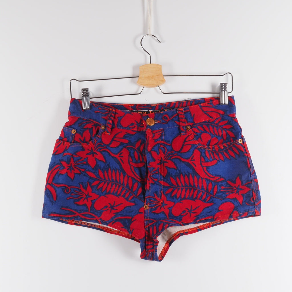 Jean Paul Gaultier Vintage Women Sexy Hot Denim Floral Crazy Shorts M US10 90s