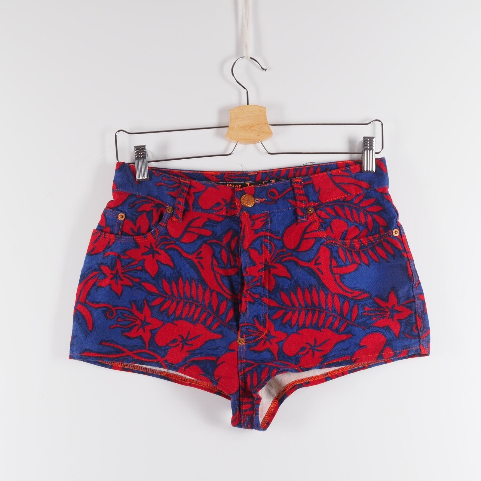 Jean Paul Gaultier Vintage Women Sexy Hot Denim Floral Crazy Shorts M US10 90s
