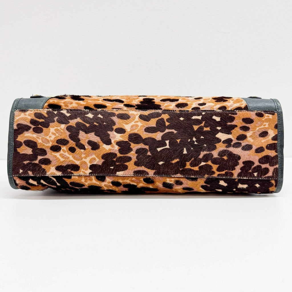 BALENCIAGA The City Brown Animal Print Pony Hair Two Way Bag