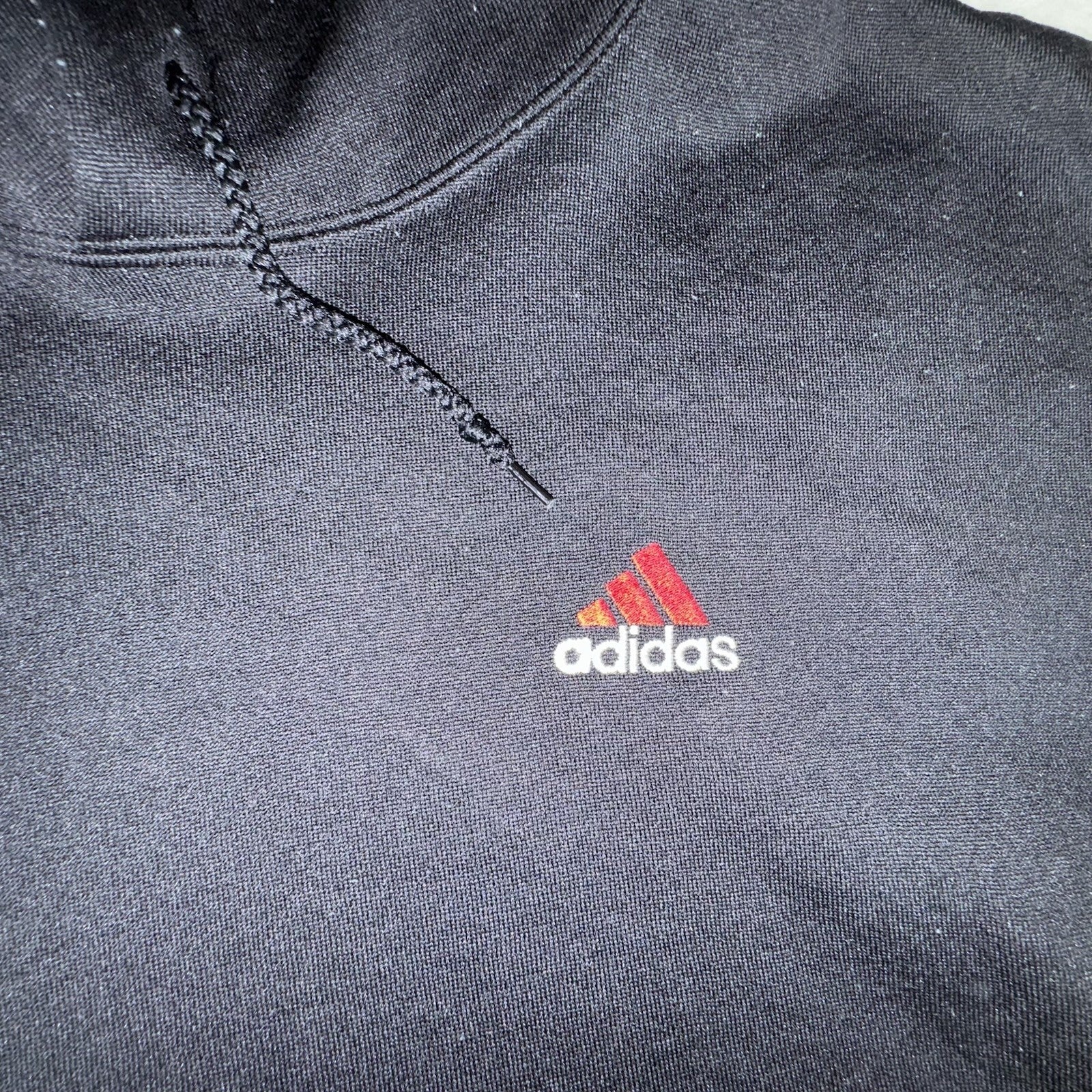 VTG 90s Adidas Hoodie Men Large Black Gold Stripes Athletic Pullover Made In USA