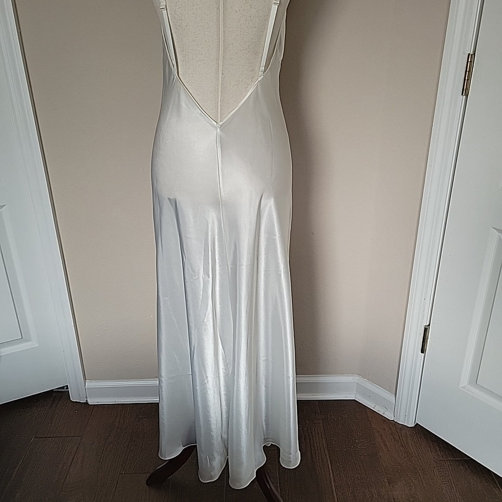Vintage Victorias Secret Ivory Slip Dress Womens Size M Sequins Lace Bridal Y2K