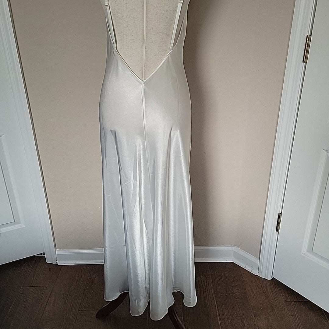Vintage Victorias Secret Ivory Slip Dress Womens Size M Sequins Lace Bridal Y2K