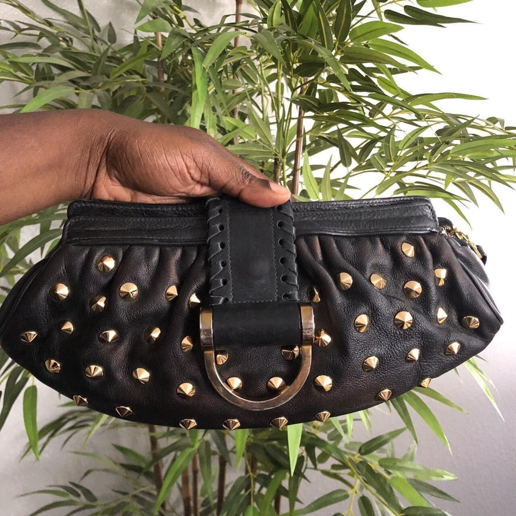 BE&D Metallic Leather Fold Over Clutch