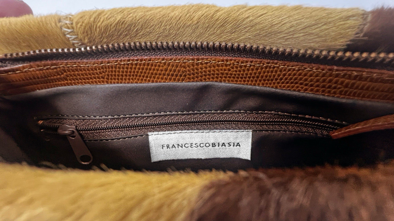 FRANCESCO BIASIA Vintage Animal Print Patchwork  Shoulder Bag