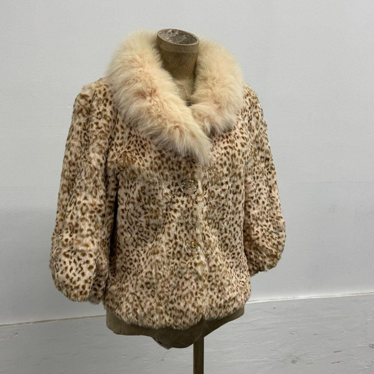 Vintage Y2K Pastel Rabbit and Fox Fur Jacket