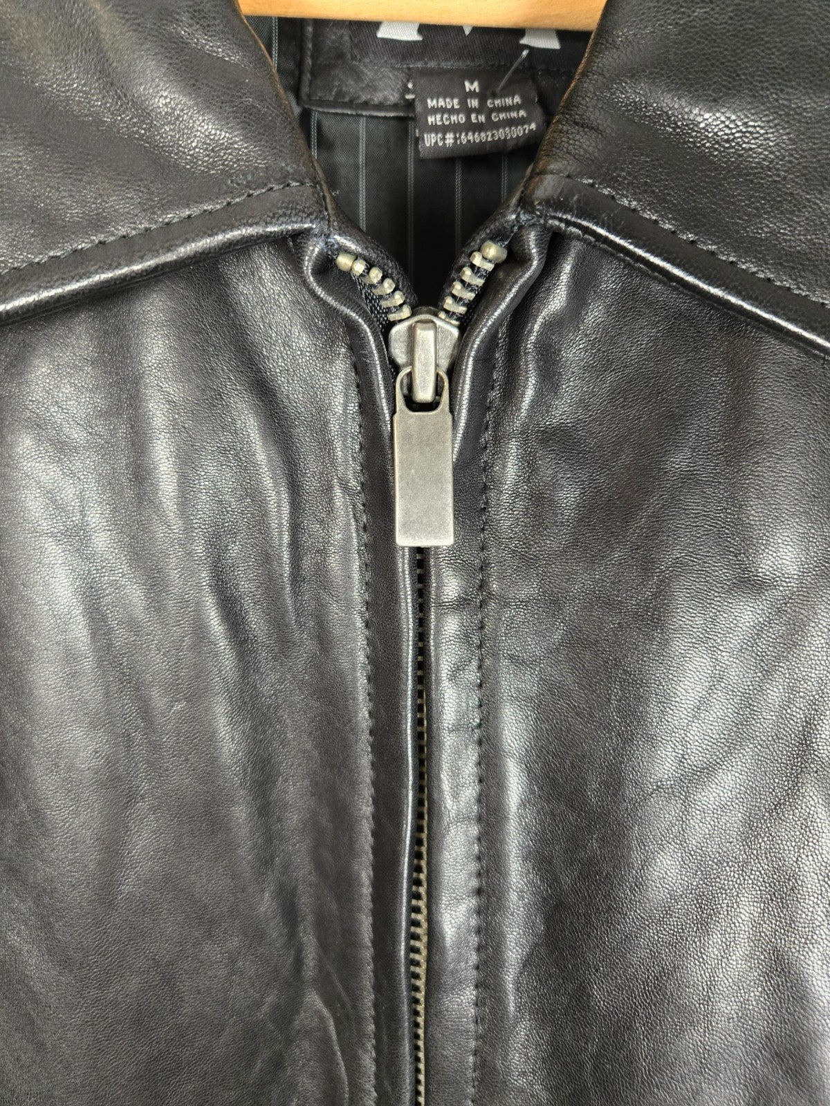 G-III Apparel Men's Leather Jacket Black Medium Y2K