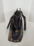 Cavalcanti Italy Black Leather Calf Hair and Cowhide Handbag