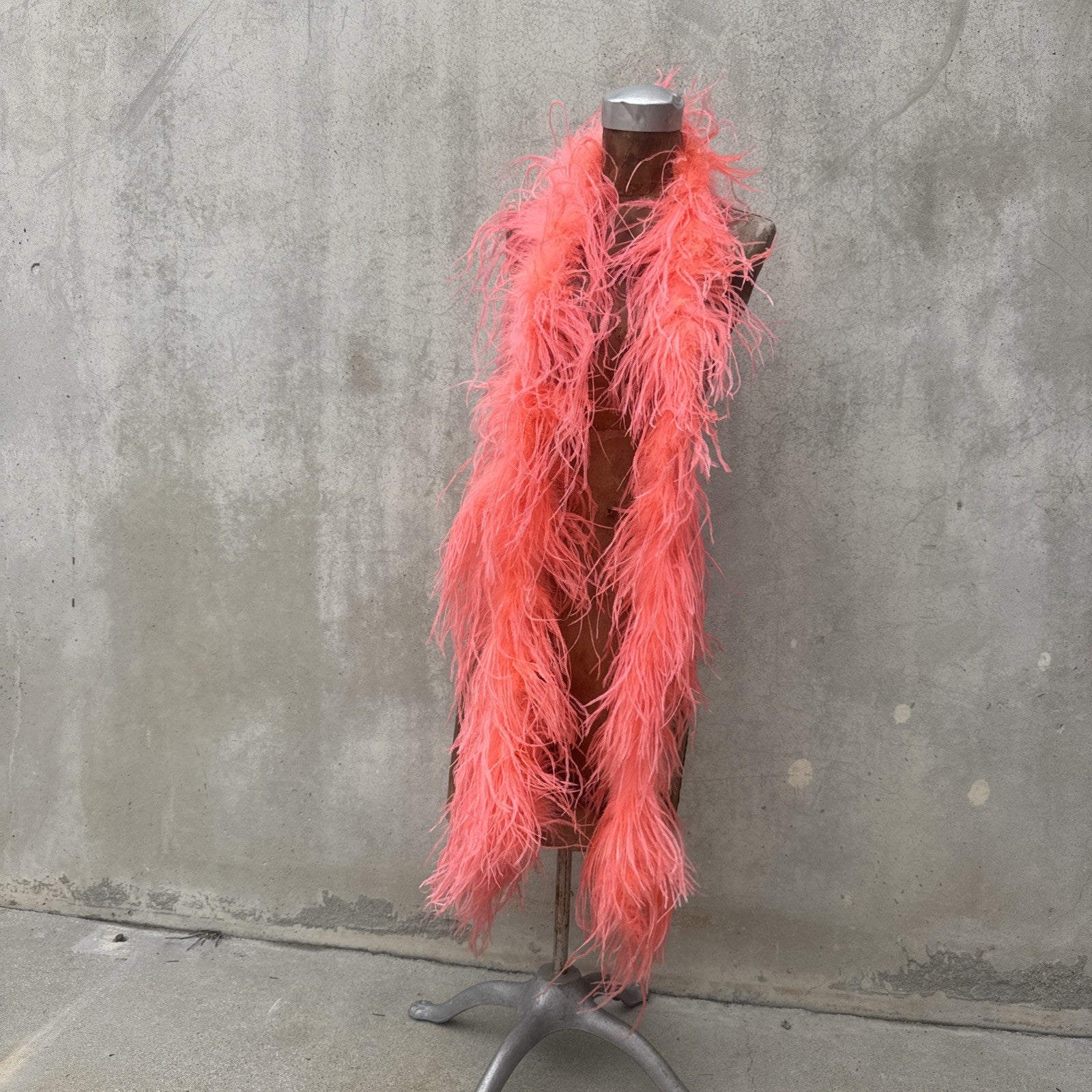 Vintage 1930s Pink Ostrich Feather Boa Scarf Shawl Old Hollywood Dress Accent