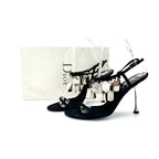 Vintage Dior Galliano 2004 Dog Tag Strappy Satin Heeled Sandals