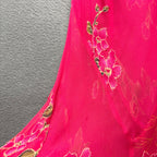 Vintage Pink Floral Beaded Cowl Neck Maxi Dress