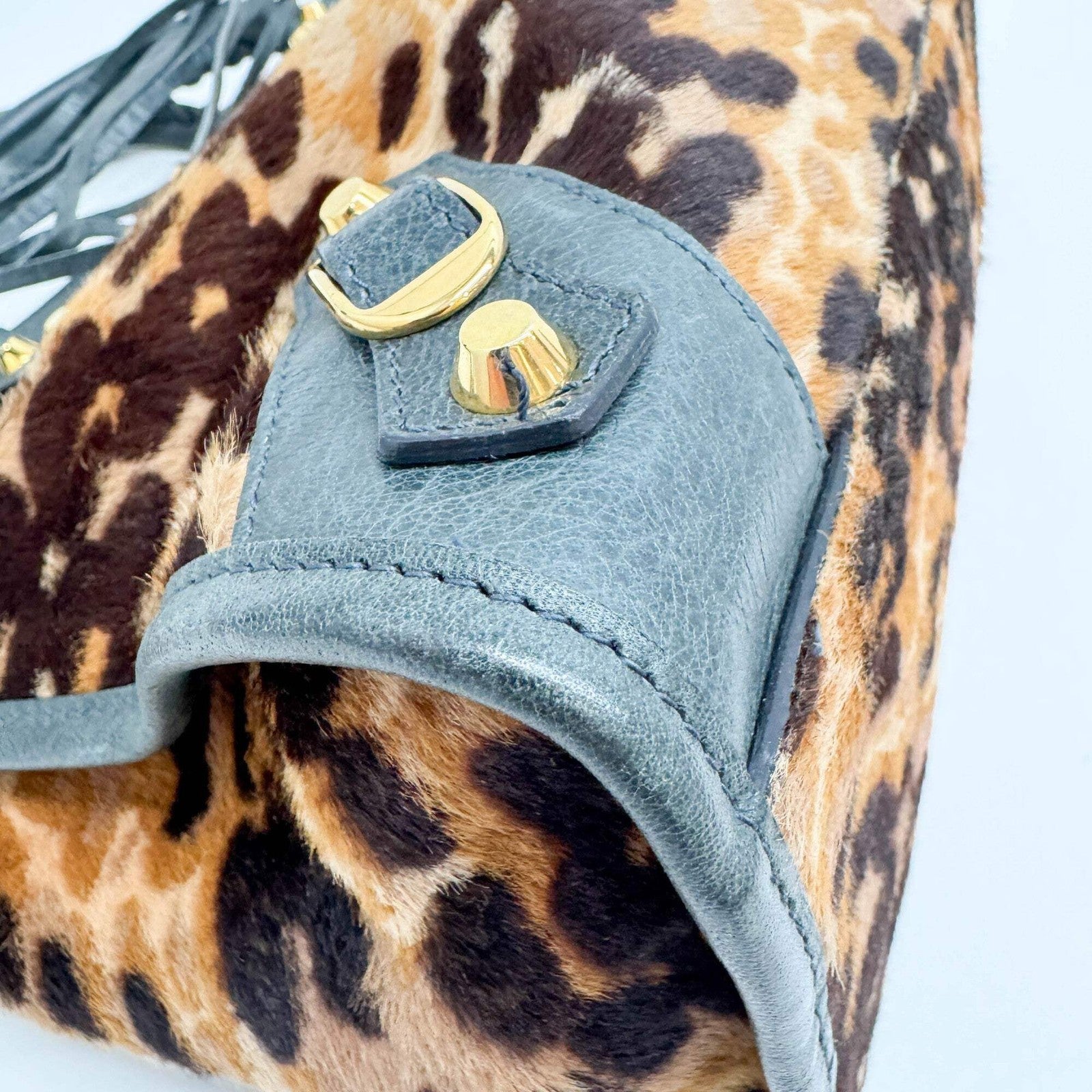 BALENCIAGA The City Brown Animal Print Pony Hair Two Way Bag