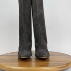 Womens Manolo Blahnik Pamfilo Stretch Gray Suede Pull On Stiletto Boots Size 40