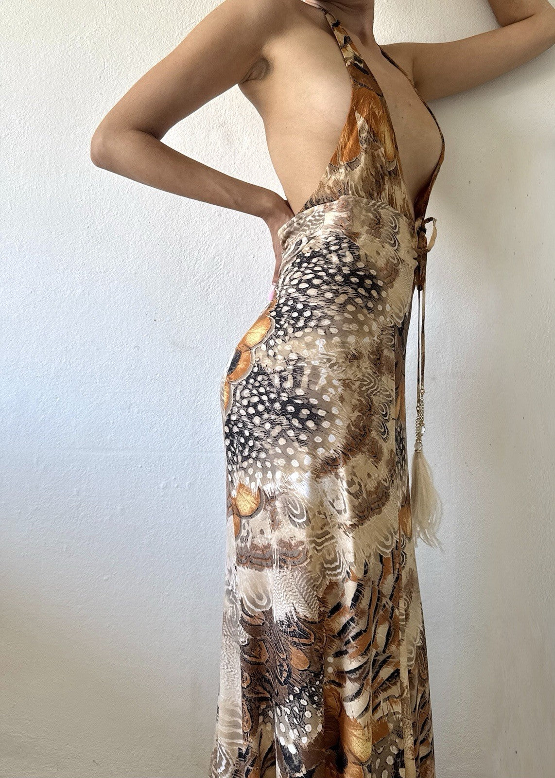 Roberto Cavalli 2004 Feather Corset Dress