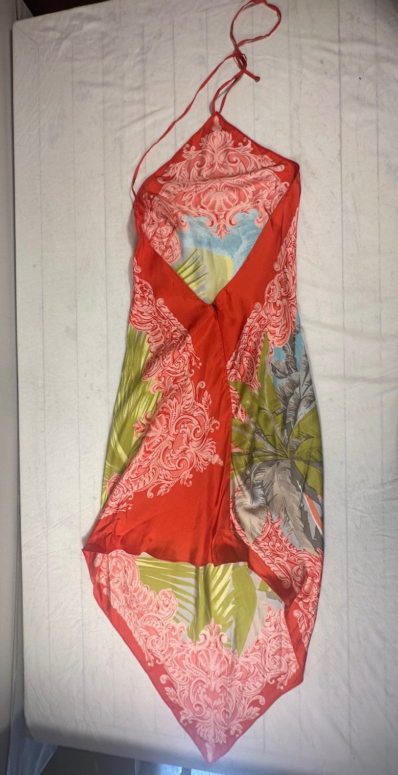 Laetitia Hecht Ineptie Paris Silk Halter Maxi Dress Y2K France Size 40
