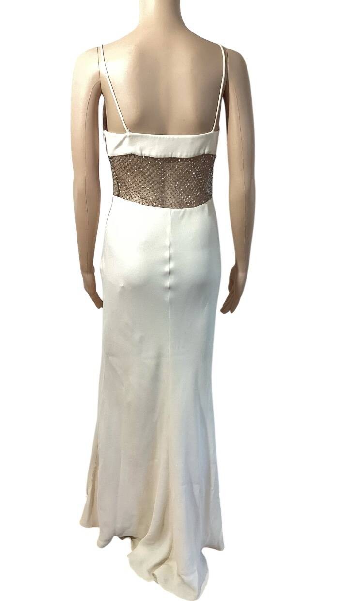 VALENTINO VINTAGE S/S 1997 RUNWAY SHEER EMBELLISHED GOWN SZ SMALL