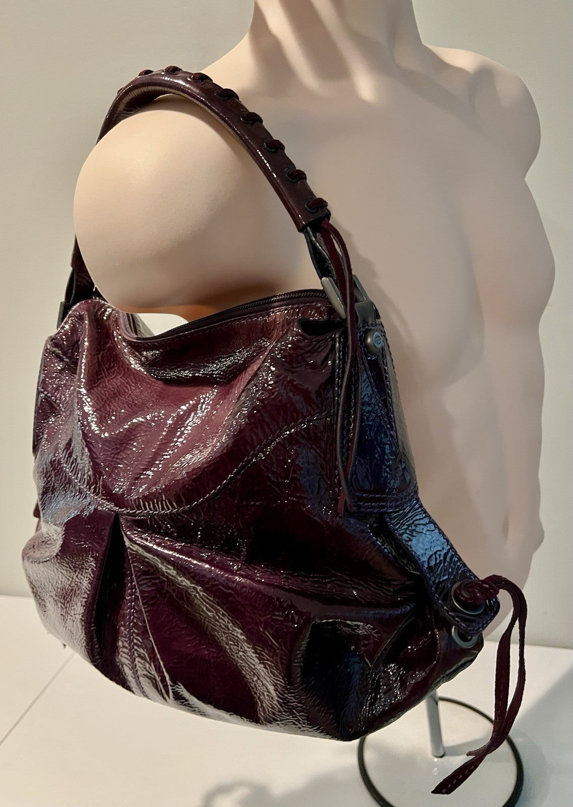 Francesco Biasia Purple Patent Leather Shoulder Bag