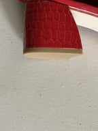 DONALD PLINER SUEDE CAP TOE SLINGBACK WITH CROCO- EMBOSSED HEEL AND TOE RED 9M
