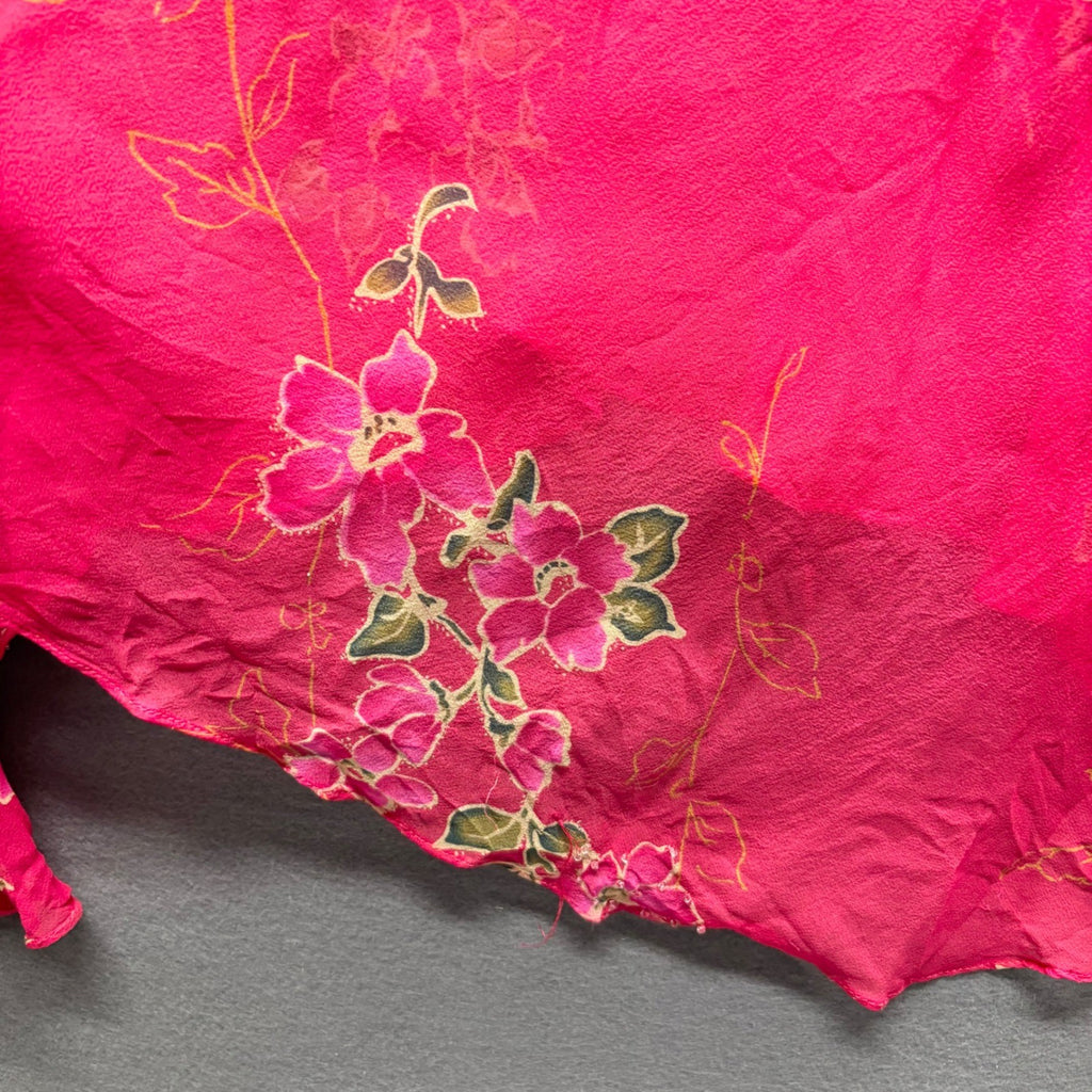 Vintage Pink Floral Beaded Cowl Neck Maxi Dress