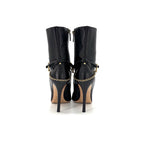 Vintage Gucci Horsebit Chain Harness Black Leather Ankle High Heeled Boots 39.5