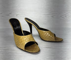 GUCCI Tan Croc leather Stiletto Mules Heels Sz 8.5