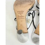 Prada Neiman Marcus 95th Anniversary Floral bouquet Sandals 39 Silver Leather