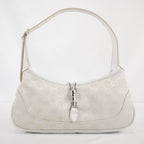 Gucci Jackie Slim Medium Shoulder Bag In Ivory GG Canvas W/ White Leather Trim