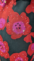 100% Silk Beaded Floral Dress