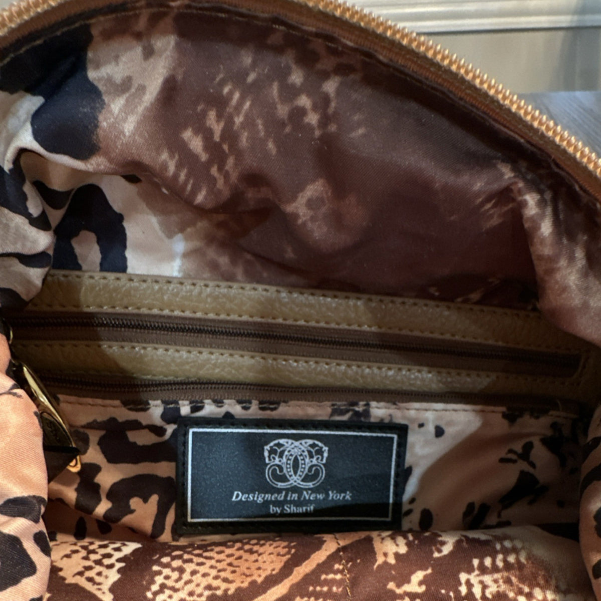 Sharif Animal Print Shoulder Bag with Studded Accents