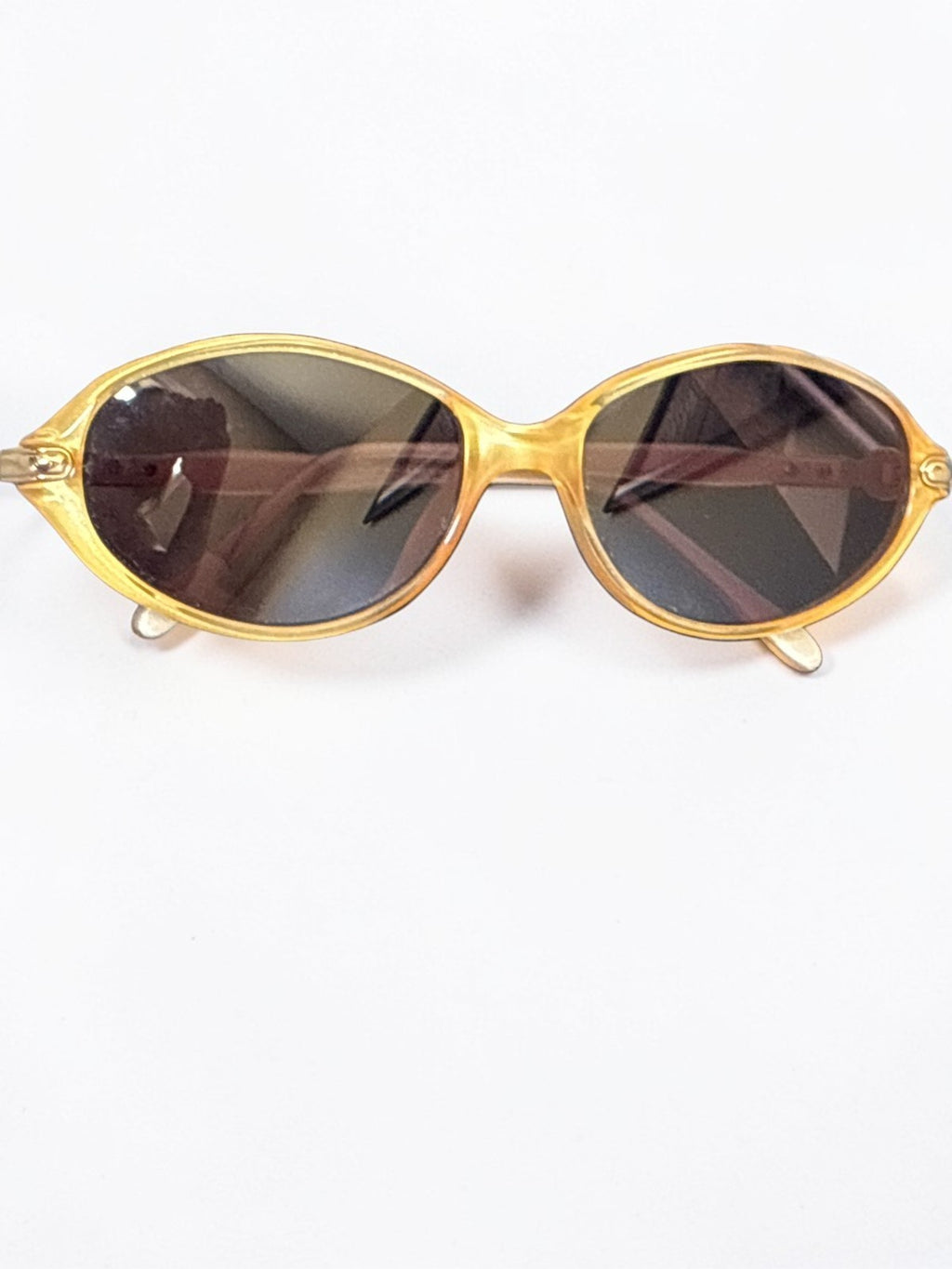 Vintage Burberry Sunglasses Womens Yellow Oval Acetate Brown Lens Italy Designer