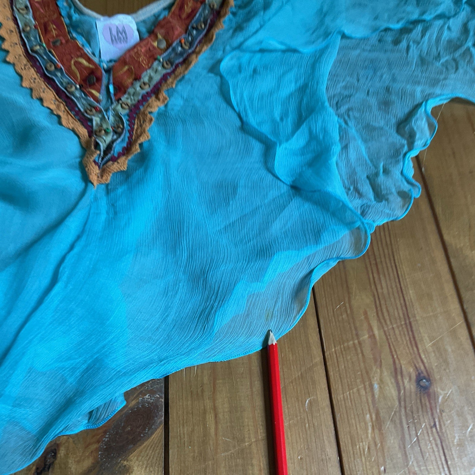 LM Lulu Paris Boho Beaded Silk Cami Top Size M