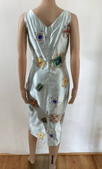 ROBERTO CAVALLI RARE VINTAGE FW/2002 PLUNGING JEWEL PRINT RUNWAY DRESS SZ M