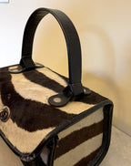 Vtg Calf Hair ZEBRA Print Nordstrom  1950s-60's HandBag Leather Black White Nice