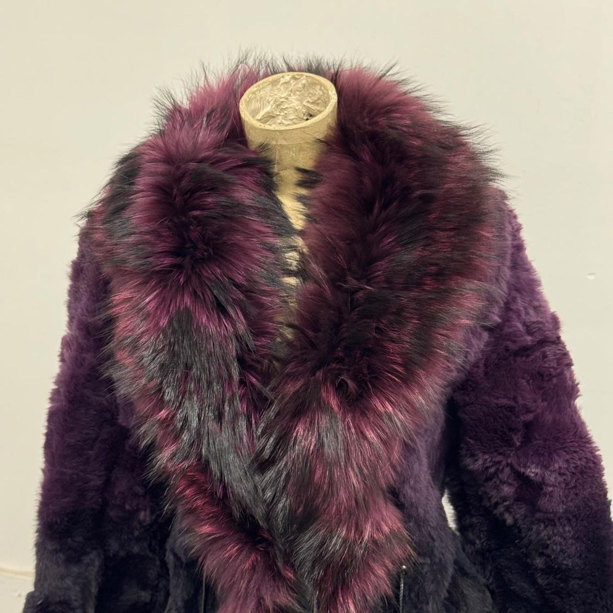 Vintage Y2K Purple Rabbit and Raccoon Fur Jacket